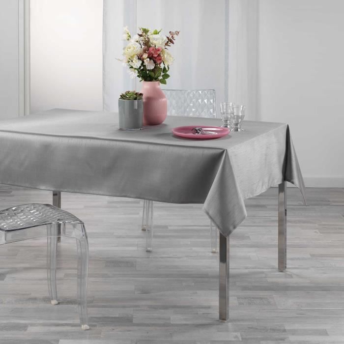 Nappe - Shana - 140x240cm - Effet satin - Gris perle - Polyester