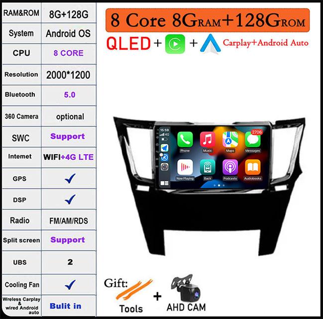 For Subaru Outback 4 BR Logacy 5 2009-2014 Car Radio Multimedia Video Player Auto GPS NavigationBluetooth WiFi QLED screen
