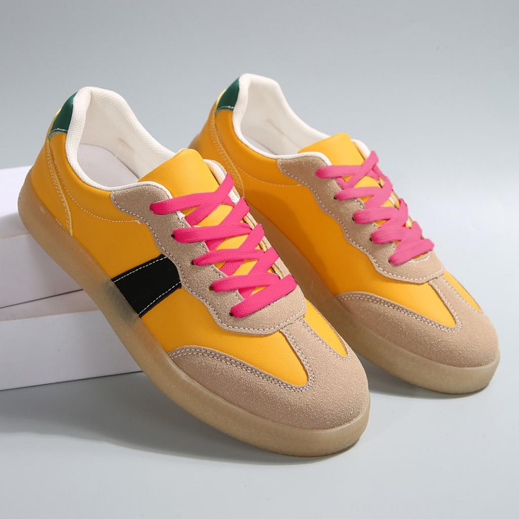 New Large Size Casual Flat Shoes Color Matching Retro Ins Sports Board Shoes German Training Women's Size