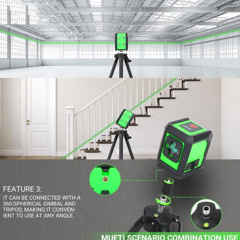 Rotating Level Tool Auto Leveling ±4° Ranges Manual Mode Adjustable Brightness for Picture Hanging Floor Renovations