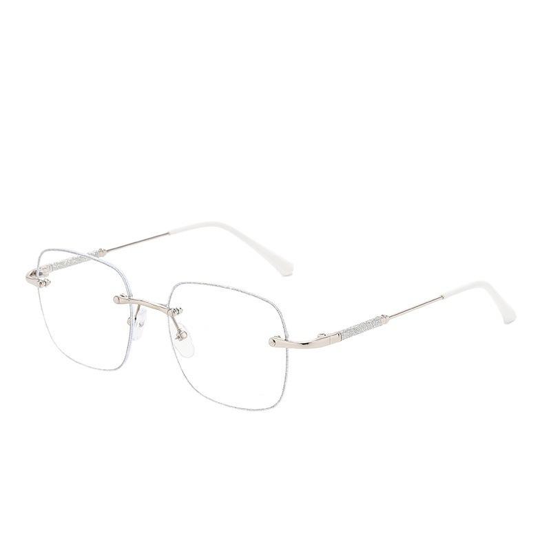 2pcs Vintage Art Metal Frame Glasses Elegant Frameless Blue Light Blocking Glasses Suitable for Men and Women