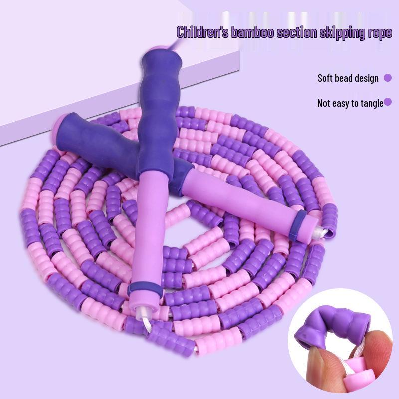 Adjustable Bamboo Jump Rope for All Ages - Speed, Beginners, Comfortable Grip, Soft Beads