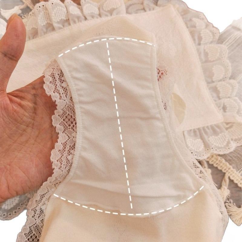 Ladies Summer Pure Lace Hollow Baby Cotton 10A Antibacterial Extension Crotch Triangle Briefs