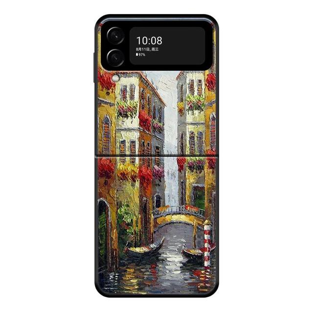 Oil Painting Art Water City Venice Case For Samsung Galaxy Z Flip 4 Z Flip3 5g Case For Galaxy Z Flip Pc Hard Phone Shell Capa
