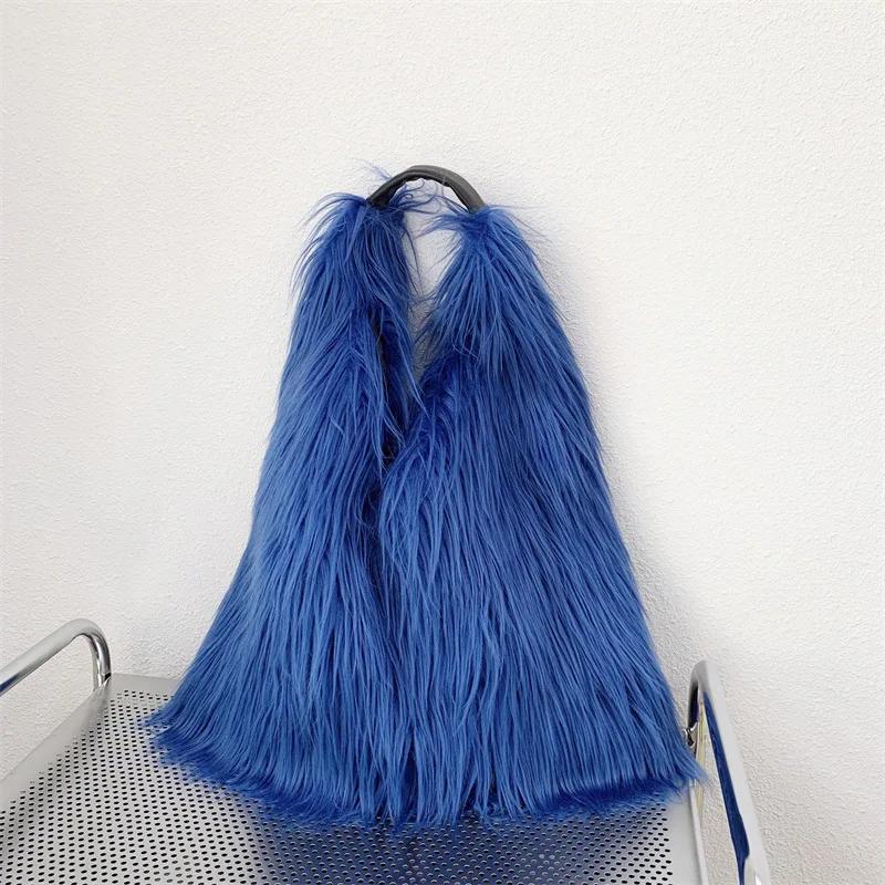 Luxuriöse Flauschige Plüsch Damen Umhängetasche Weiche Kunstpelz Taschen für Damen Übergröße Handtasche Winter Puffy Hobo Designer Shopper Tragetasche