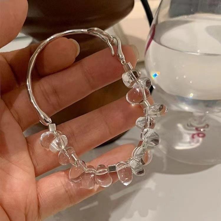 Bracciale colorato in zirconi "Arco di Cuore", bracciale squisito di nicchia di lusso leggero di fascia alta, gioielli semplici e freddi
