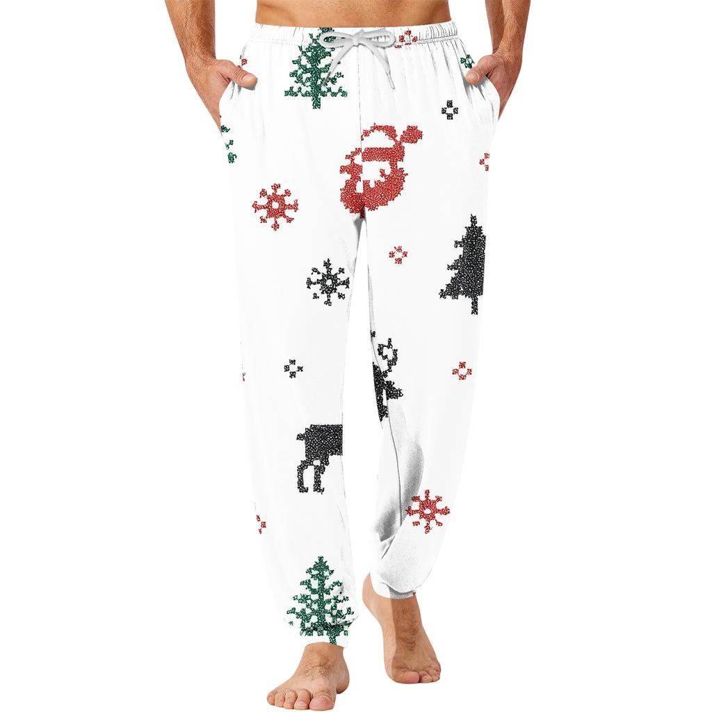 Men's Christmas Print Sleep Pants for Fall and Winter Comfort Wear