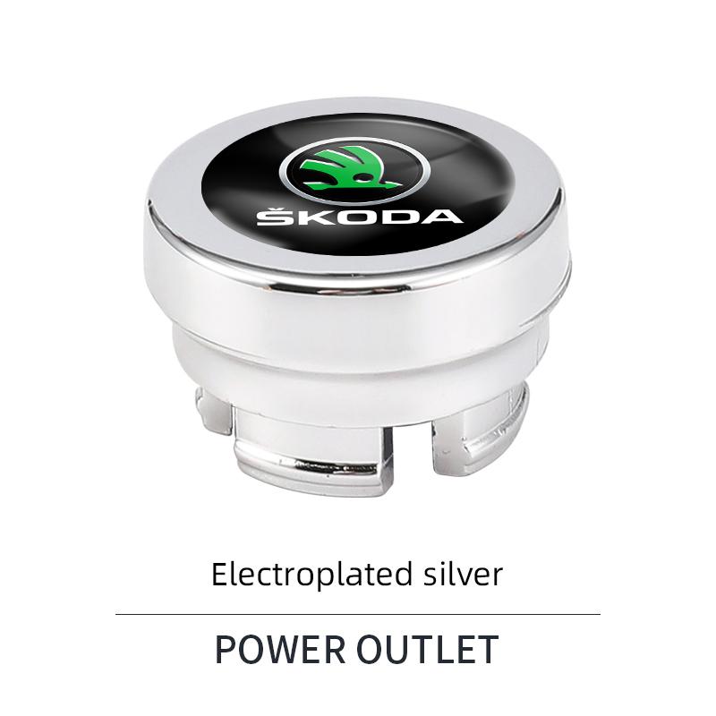 BBIB4 Car Cigarette Lighter Dust Cover Dustproof Decoration Cap For Skoda Octavia Superb Rapid Kodiaq Karoq Fabia Vision RS Yeti Kamiq