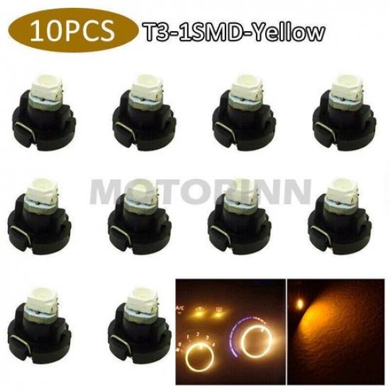 10 шт. Желтый светодиод T3 Neo Wedge 1210SMD Светодиодная лампочка для подсветки приборной панели и климат-контроля Новая