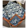 Double Sides Silk Scarf Flower Pattern Head Handkerchief Trendy Bandana  Gift