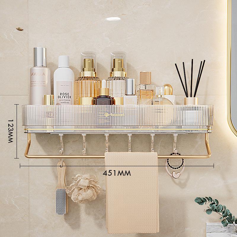 

Полка для ванной комнаты, настенная полка без перфорации, полка для хранения туалетных принадлежностей на настенной стойке в ванной комнате Full matching прозрачный