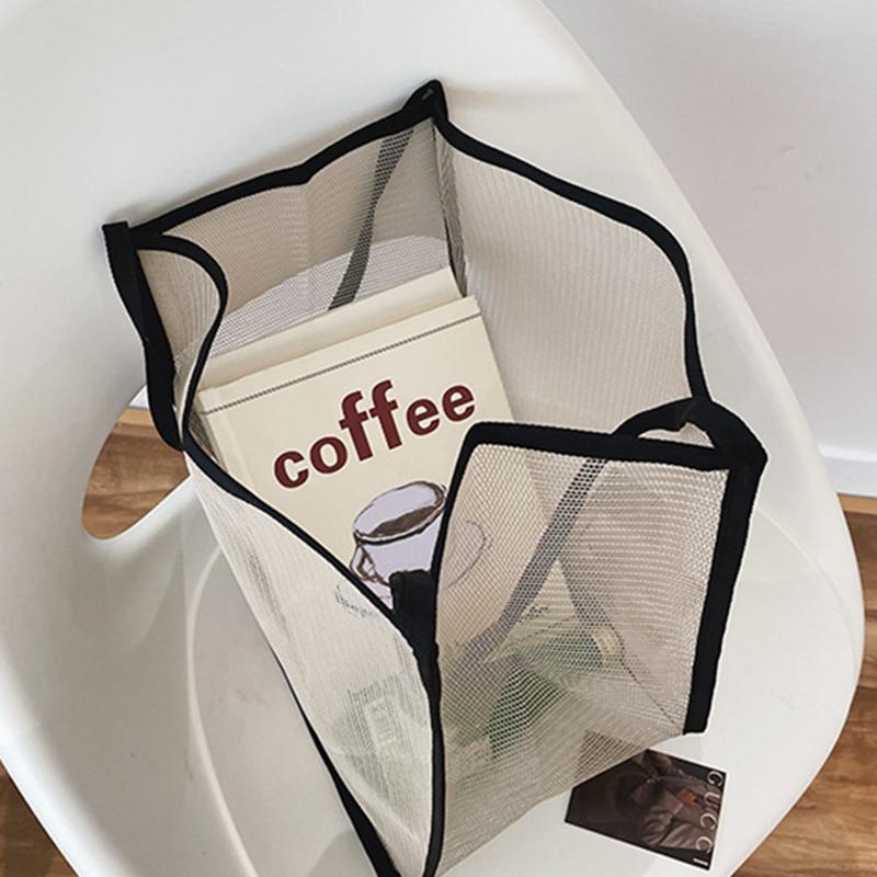 Large Capacity Beach Bag Lightweight Mesh Tote Bag Fashionable and Versatile Shopping Bag For Women Travel