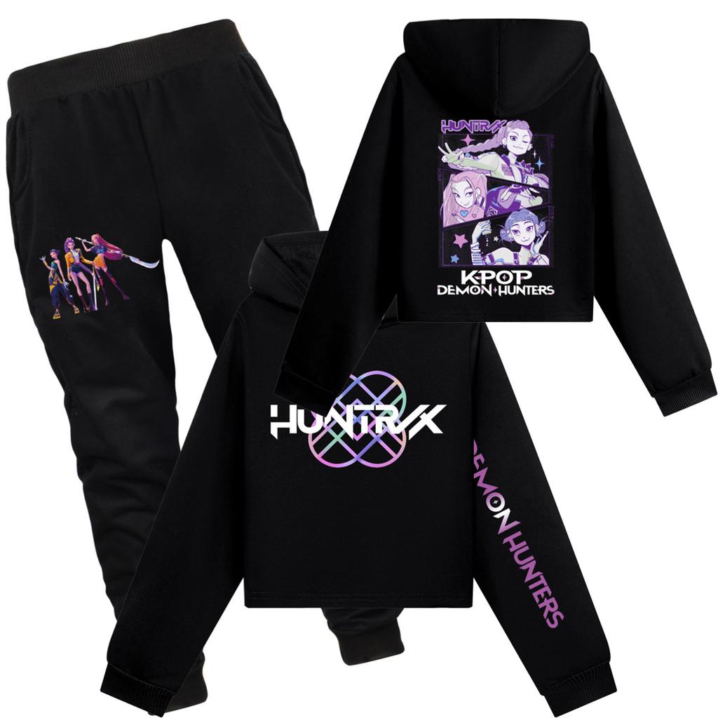 Children's Hooded Top And Pants Two-piece Tracksuit Set Long-sleeved Printed Clothing Set