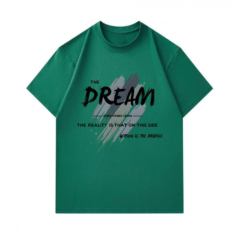 Men's 100% Cotton Crew Neck Short Sleeve T-Shirt, Inspirational Dream Action Bridge Printed Casual Comfortable Lightweight Tee for Daily Wear Street A