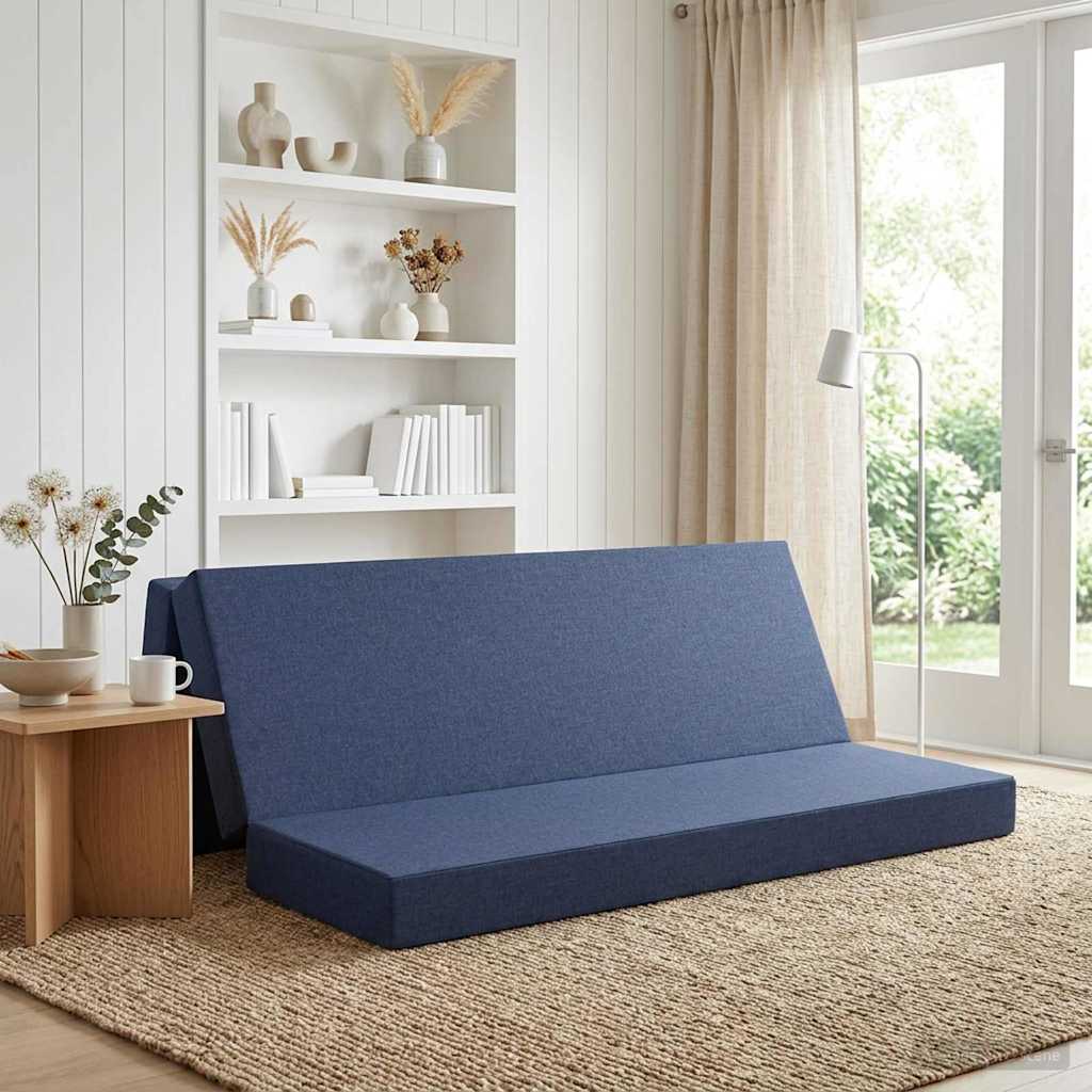 Folding Sofa Bed 180 x 67 x 45 cm Blue