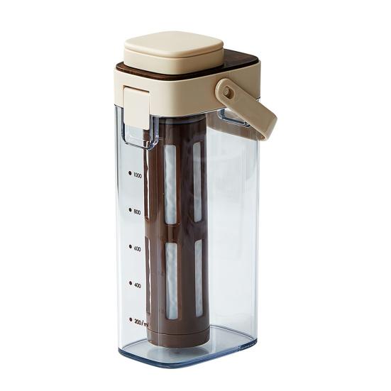 Cold Brew Coffee Maker, 1000ml Capacity Cold Brew Pitcher with Lid, Heat Resistant Iced Tea Carafe for Fridge, Portable Cold Brew Pot for Home бежевый