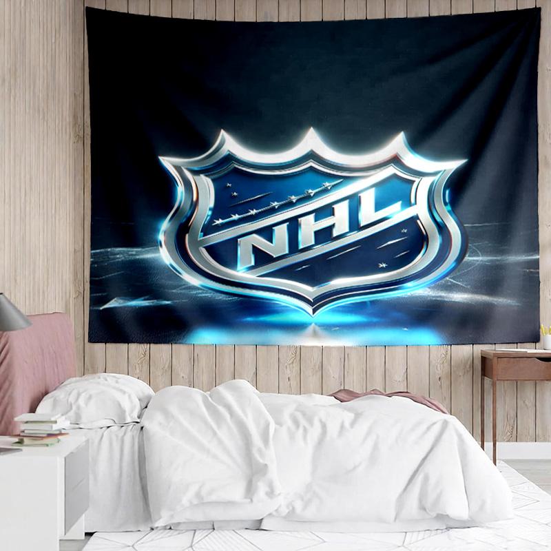 1PC Nhl Hockey League Emblem Tapestry Accessories Playroom Tapestry, for Bedroom,Livingroom, dormitory Room Wall Decor Fan Birthday Gifts