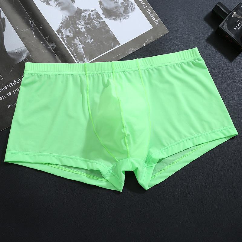 Men's Underwear Ice Silk Flat Angle Pants Transparent Sexy Low Waist Ice Silk Ultra-thin Men's Underwear