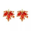New Golden Red Zircon Maple Leaf Earrings Rings Bracelets Necklaces Women's Trendy Temperament High-end Retro Unique Jewelry