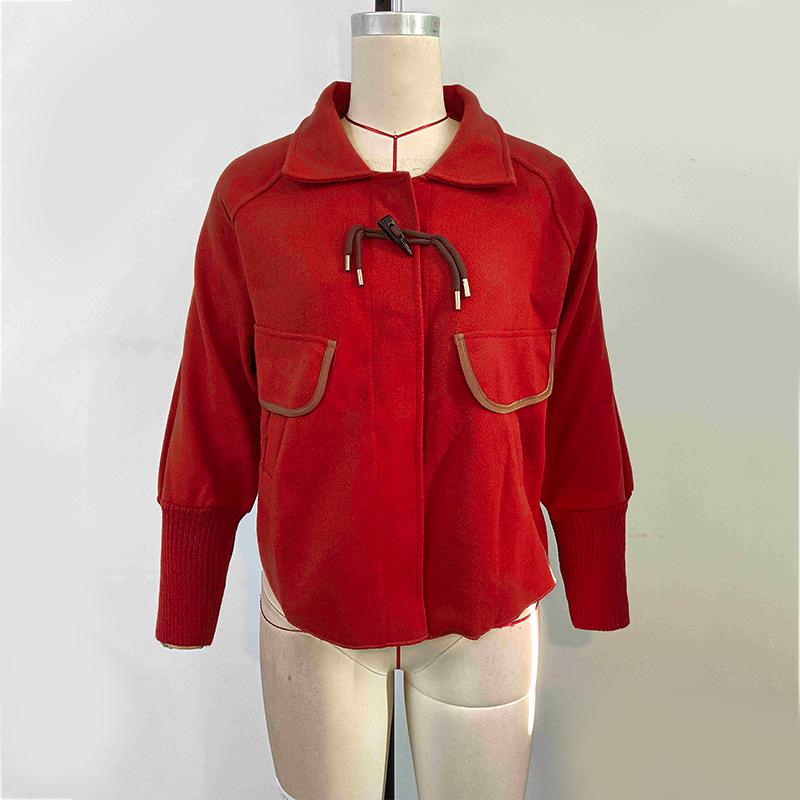 Frühlings- und Herbstoberteile aus gestricktem Tweed mit Fledermausärmeln für Damen