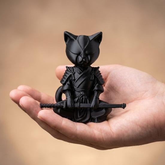 Estatua de Gato Guerrero Escultura de Gato Samurái Impresa en 3D Adorno Animal Caprichoso de Escritorio para Decoración de Mesa Estante de Sala de Estar Regalo para Amantes de los Gatos Coleccionistas