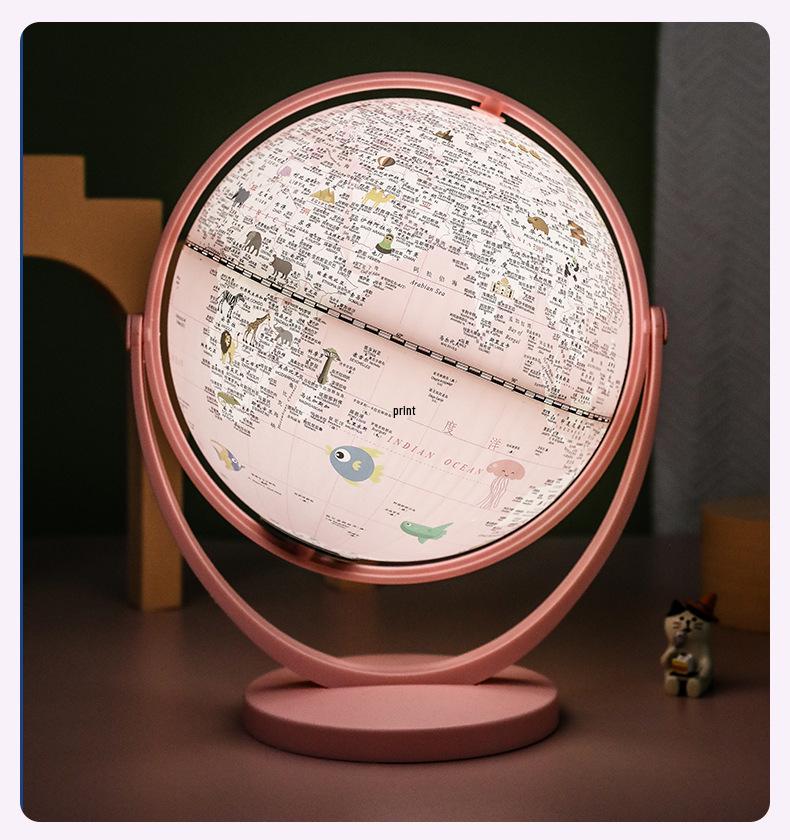 Princess Pink Gemini Globe AR Desk Lamp - Creative Birthday & New Year Gift for Kids.