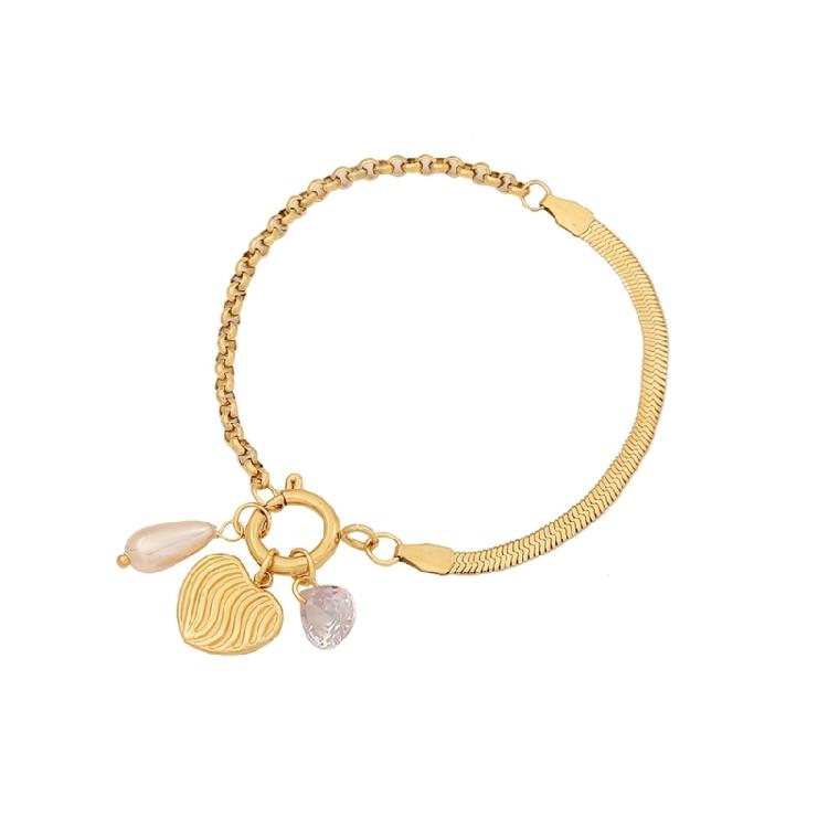 Modernes Herz-Anhänger-Armband Stilvolles Blumenketten-Armband Modischer Handgelenkschmuck Geschenk für Frauen, die Details lieben