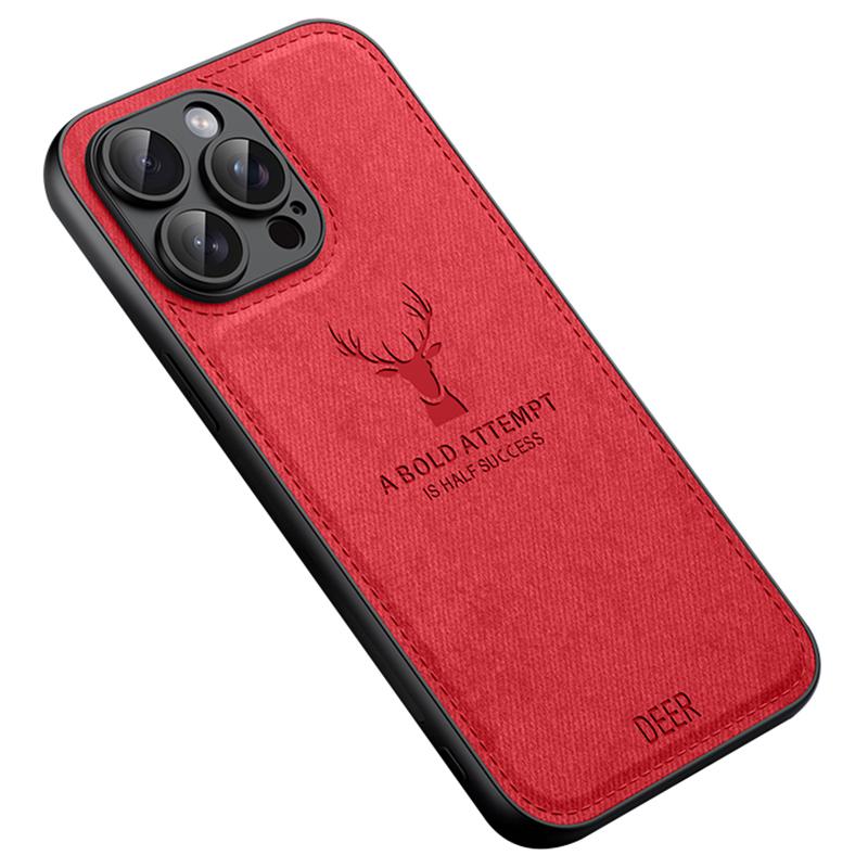 For iPhone 13 Pro Max Phone Case PU Leather Coated PC+TPU Deer Pattern Cover