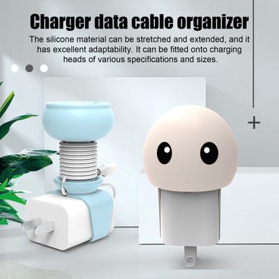 Silicone Data Cable Organizer Cartoon Cable Protector Flexible Wrap Storage Buckle Universal Charging Cord Holder for Travel Home