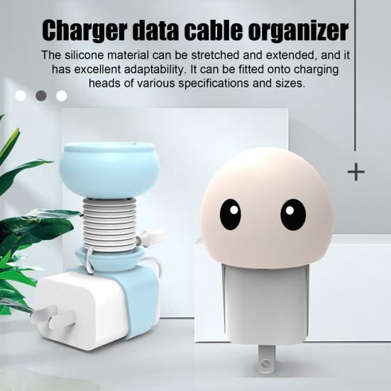 Silicone Data Cable Organizer Cartoon Cable Protector Flexible Wrap Storage Buckle Universal Charging Cord Holder for Travel Home