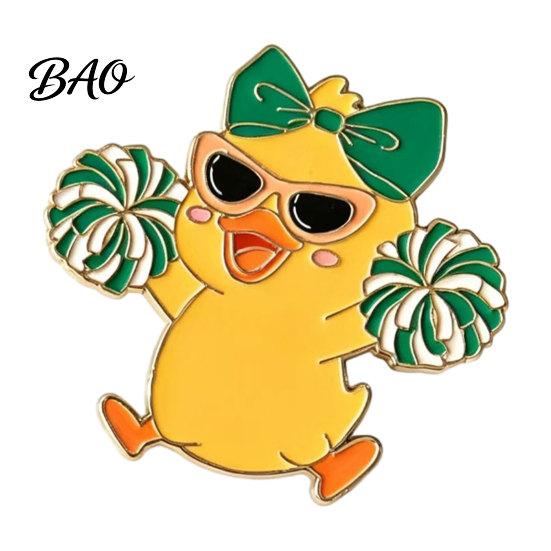 Enamel Pin Technology Brooch, Cartoon Anime Cheerleading Duck Shape Pin, Small Daily Wear Brooch Sturdy for School Uniforms Bags Alloy Base
