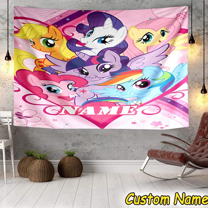 Custom Name Tapestry Rainbow Unicorn Tapestry Room Decoration Wall Hanging for Living Room Bedroom, Dormitory, Birthday and Christmas Gifts