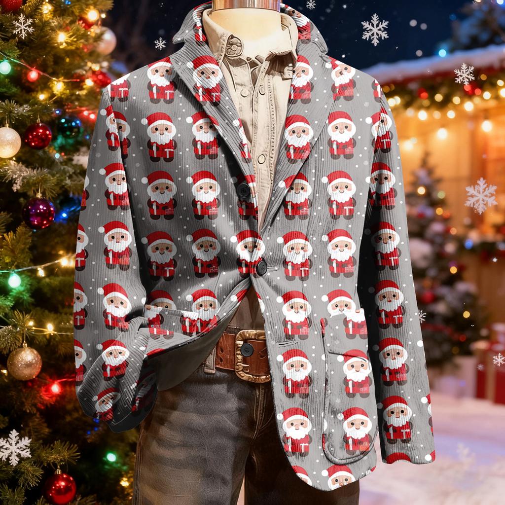 Herren Hässlicher Weihnachten Kord Warmtaschen Anzugjacke Strickjacke Herren Freizeitanzug
