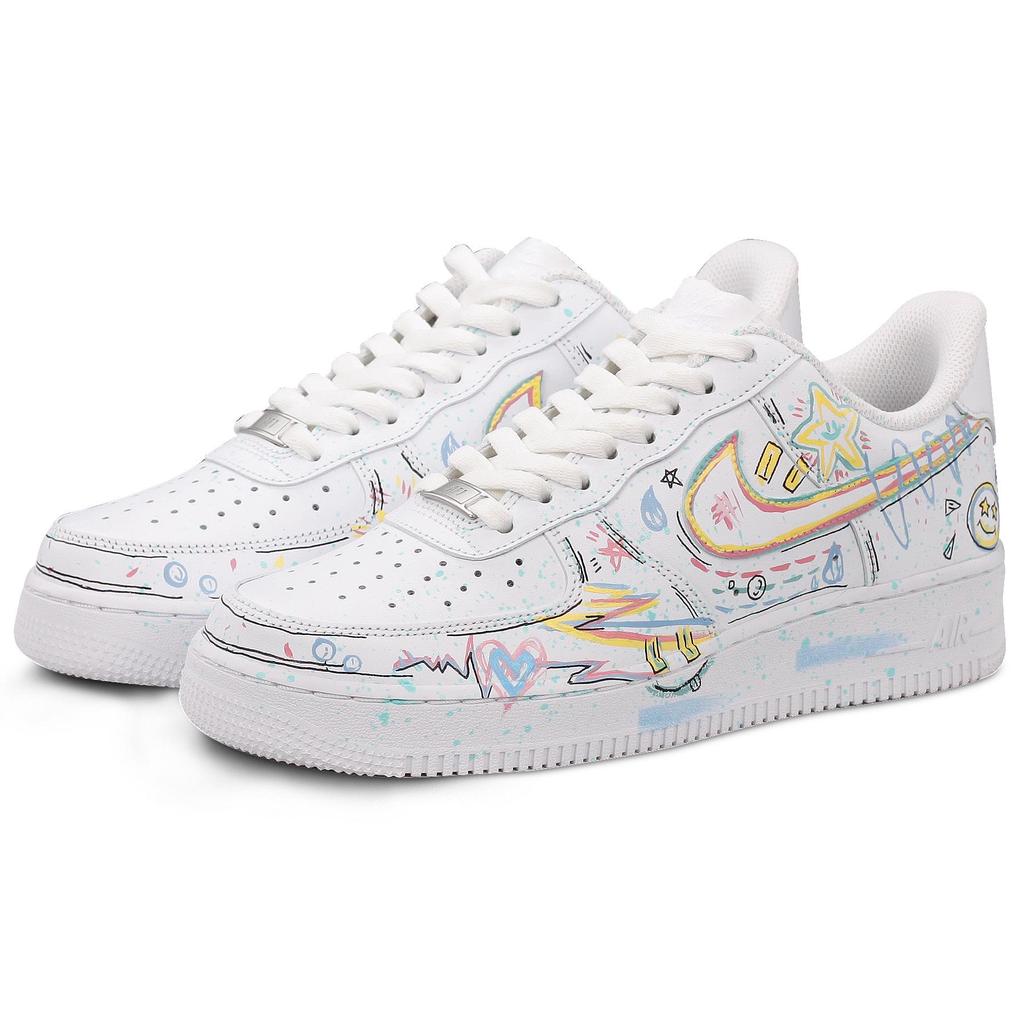 Nike Air Force 1 Coverage Slip Resistant And Abrasion Resistant Low top Skateboard Shoes Men's White CW2288-111(Team41-)