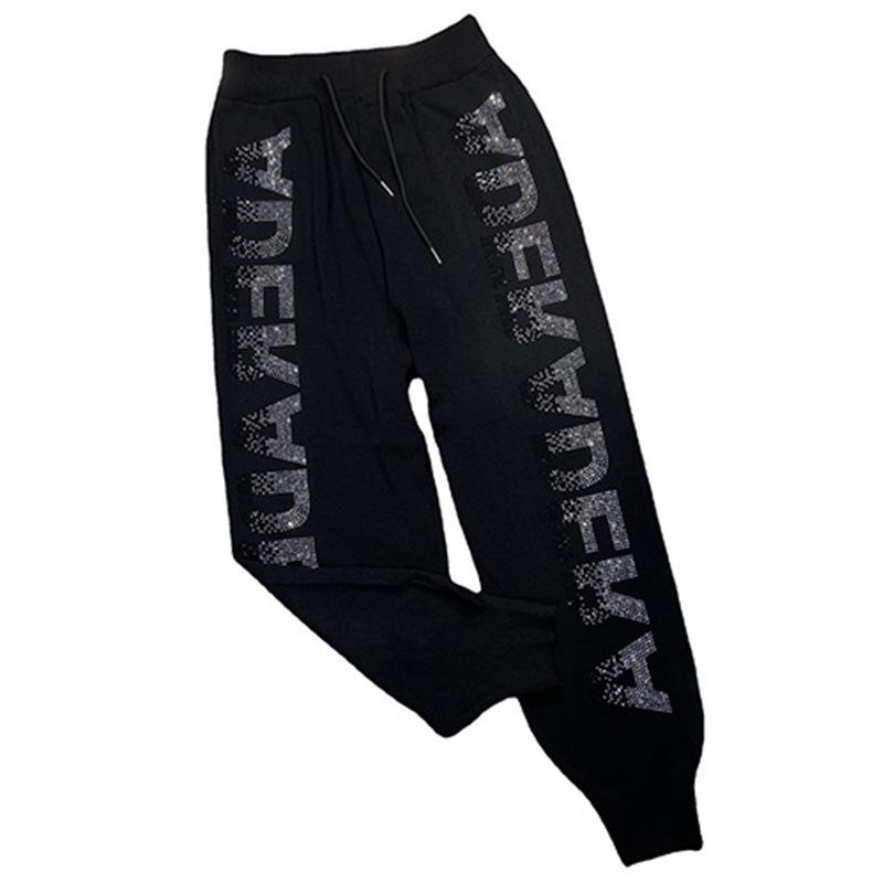 Korean Style High Waist Rhinestone Harem Sweatpants for Women