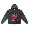 DTG Print Knitted Denim Zip-Up Hoodie Future Generation Brother Print Zipper Hoodies  