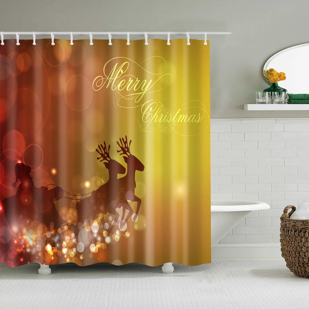 Waterproof Merry Christmas Bathroom Shower Curtains Snowman Santa Bell Elk Pattern Bath Curtain for Bathroom Home Decor