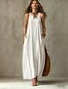 Women's Solid Scoop Neck Spaghetti Strap Loose Fit Maxi Dress Casual Vacation Sleeveless Long Dress