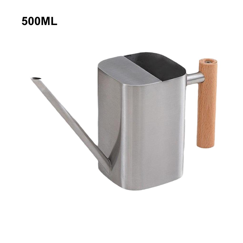 Watering Can with Wooden Handle Stainless Steel Watering Pot with Long Spout Watering Jug for Garden Houseplant Potted Plants