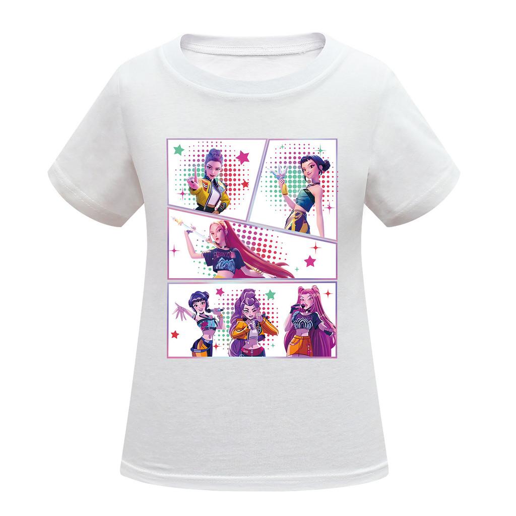 Kids Girls Anime Cartoon K-POP Rumi Zoey Mira Printed Casual Short Sleeves T-Shirt Top