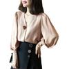 Shirt Women's Design Sense Niche 1116 New Retro Hong Kong Flavor V-neck Early Autumn Top Light Lantern Sleeve Shirt