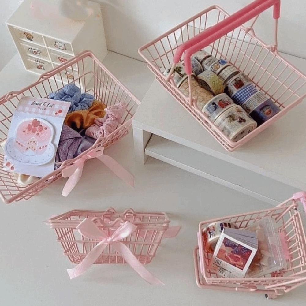 Model Shopping Cart Storage Hollow Toy Trolley Container Creative Desktop Stationery Holder  Office
