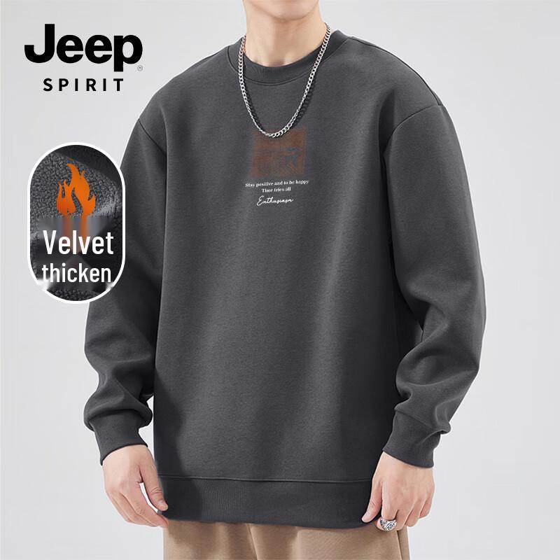JEEP SPIRIT Men s Winter Plush Crew Neck Sweatshirt XL