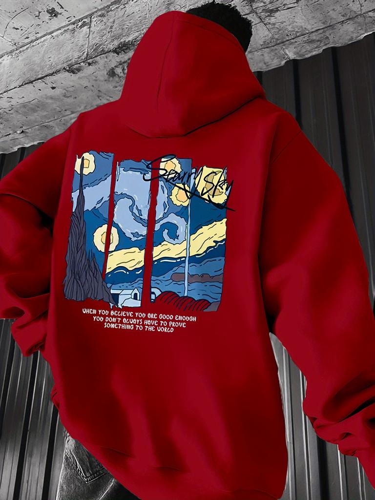 Men's drawstring hoodie with kangaroo pocket and hooded pullover sweater promo sweatshirt streetwear men