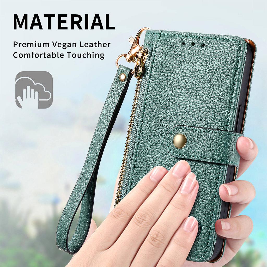 For Samsung Galaxy A24 4G (162.1 x 77.6 x 8.3mm) Leather Case RFID Blocking Zipper Wallet Phone Shell
