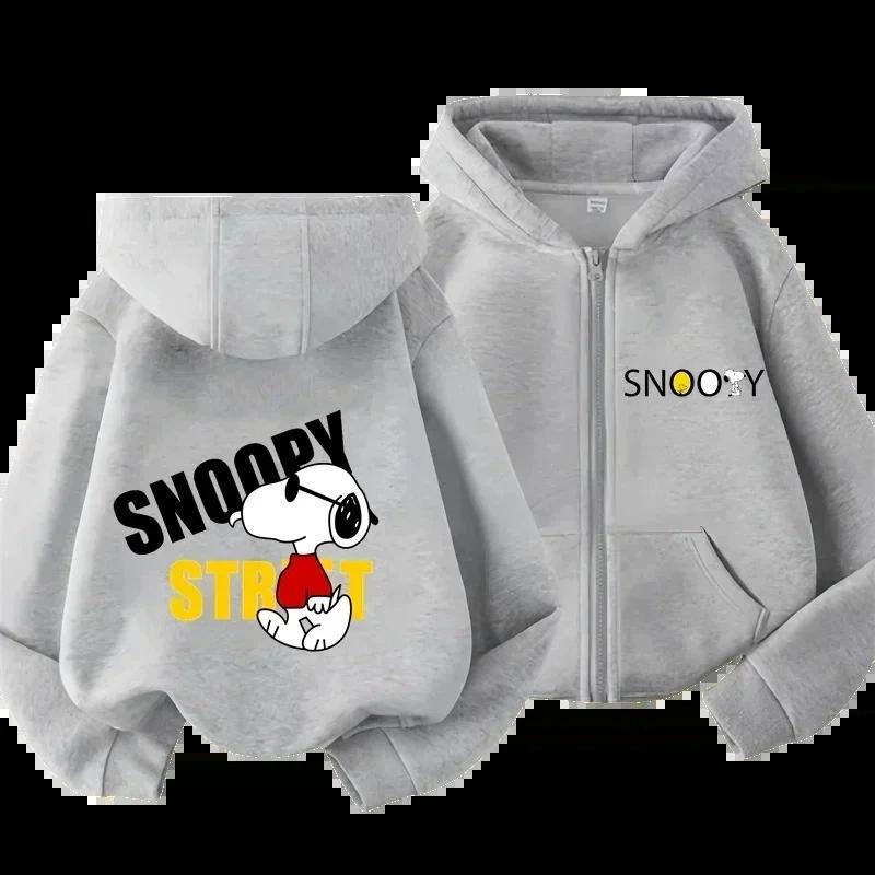 Kids Cartoon Street Sweatshirt Cute Snoopy Design Boys Girls Spring Hooded Tops 3-14 Years