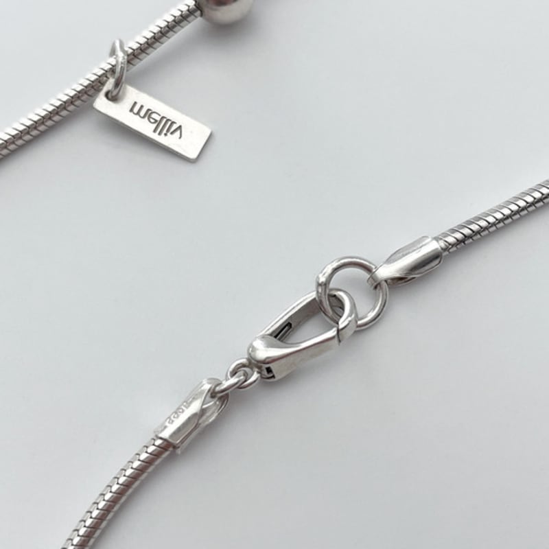 Melliv Silber Kugelkette Quadratischer Anhänger Schlangenkette Halskette_mvn35