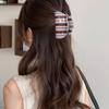 Fashion Stripe Design Acetate Hair Claw Strong Hold Semicircle Shark Clip Elegant Minimalist Hair Clip Back-Head Updos