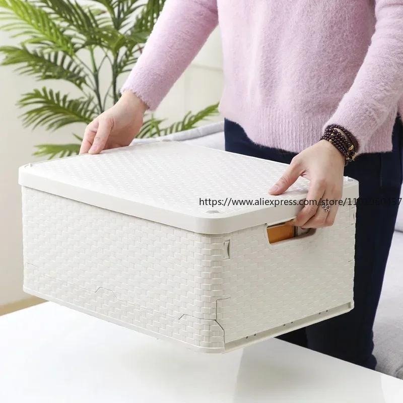 Dustproof Foldable Storage Moistureproof Dustproof Waterproof Plastic Bookcase Clothing Sundries Plastic Storage Box Organizer