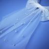 Wedding Party Bride Veil with Beadwork DoubleLayer Bows Bridal Veil Elegant Short Veil Bride Bridemaid Hair Accessories